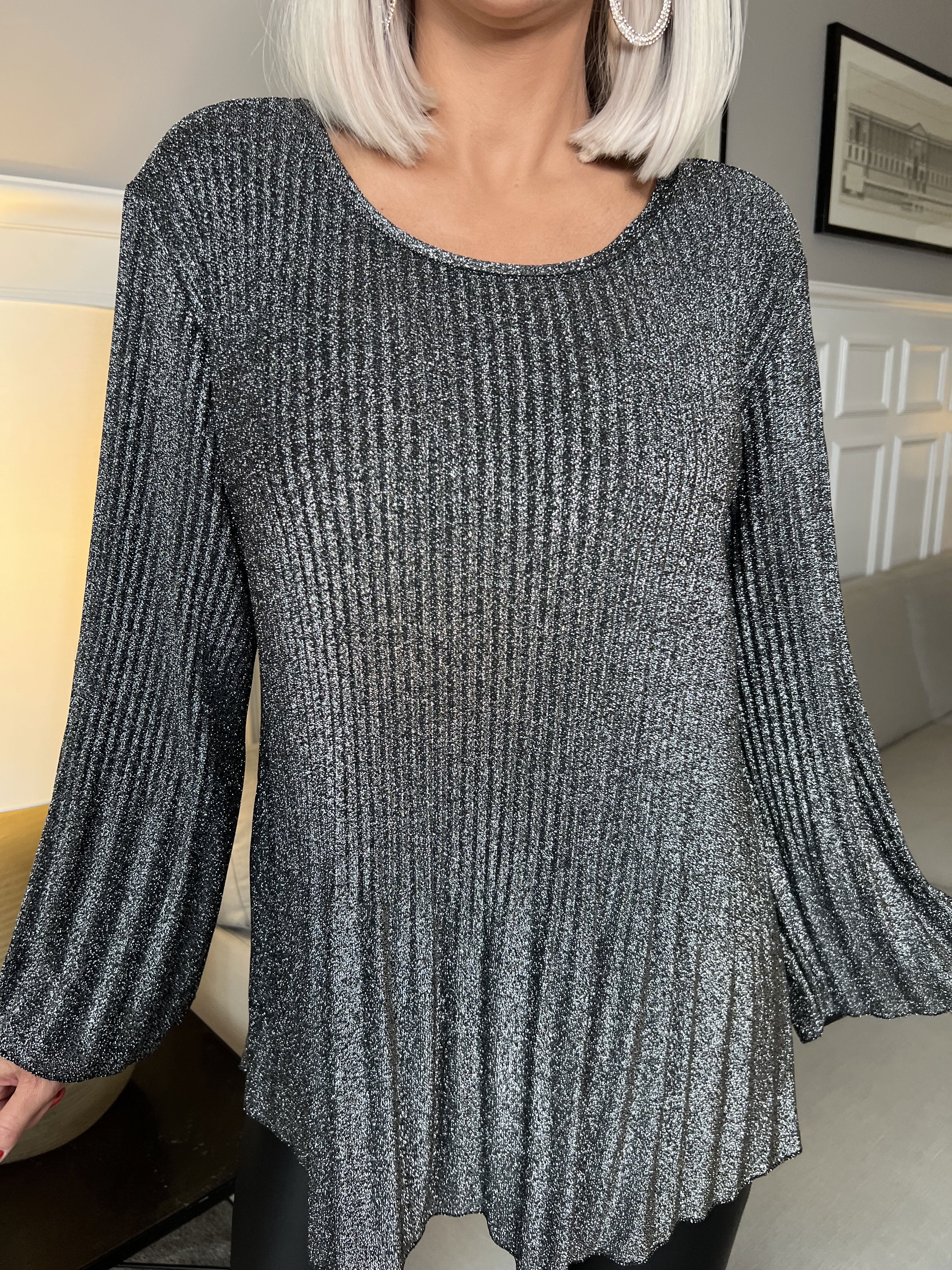 Ricarda - Blus i glimmertyg med veck - Purple